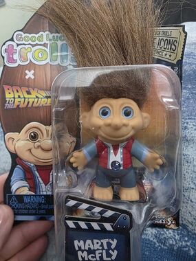 Trolls Marty McFly Troll Figure with Brown Hair, Red Vest, Blue Shirt